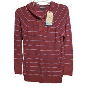 Prana Milani Tunic Hoodie Maroon Stripe Sweater S / M